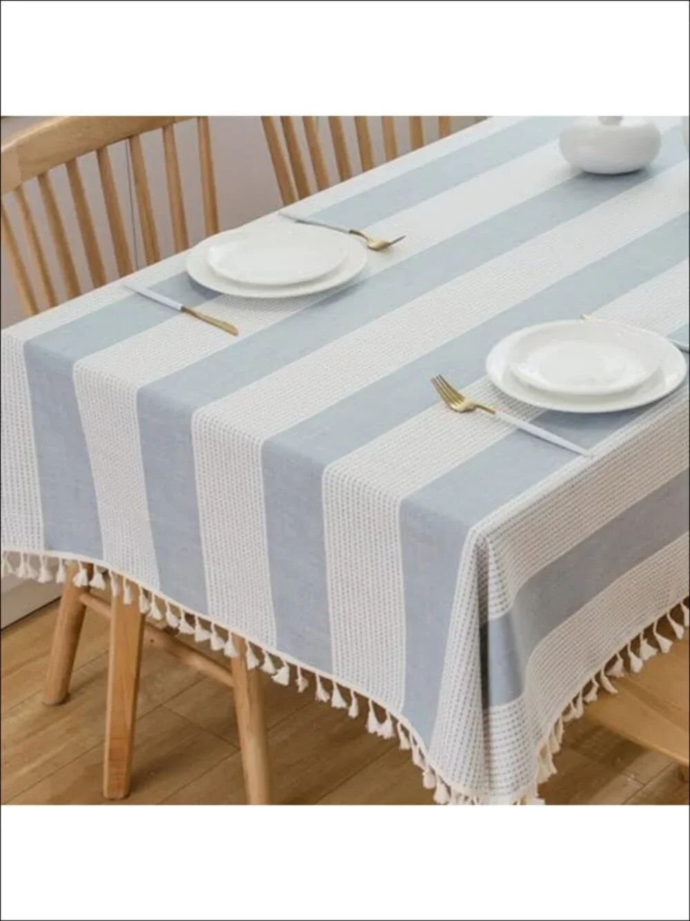 Cotton Tablecloth 55x70 Rectangular Striped Farmhouse Dining
